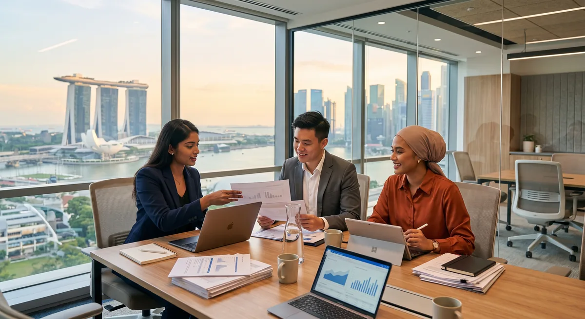Meridian consultants in their Singapore office